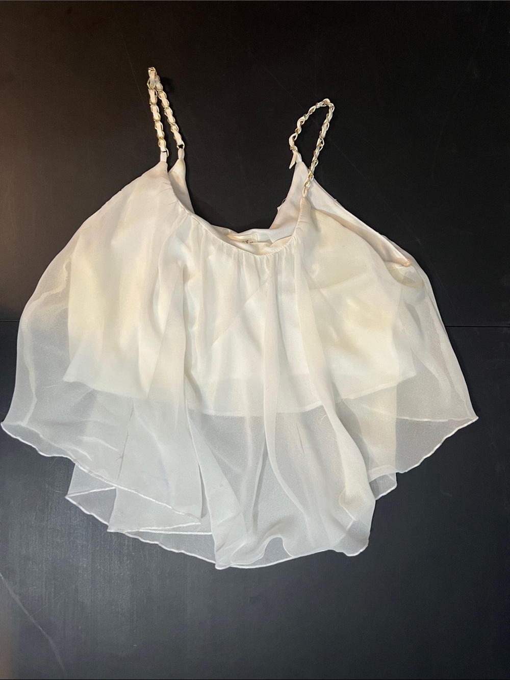 Poetry White Layered Chiffon Camisole with Braided Straps